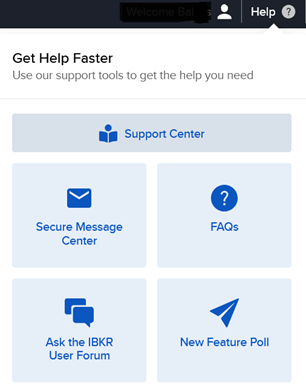 The portal help menu